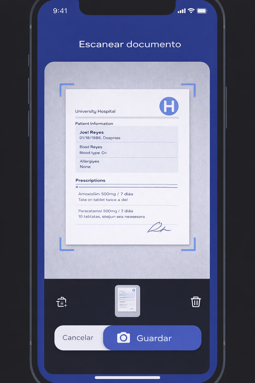 Kura mostrando la captura del documento